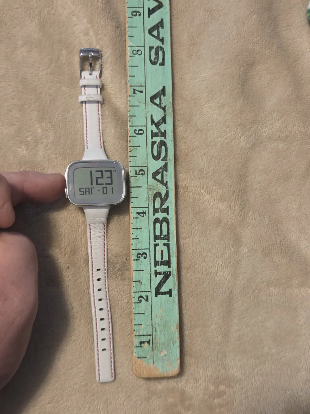 Nike Imara Keeva Digital Watch White Leather Baseball Stitch Strap New Battery